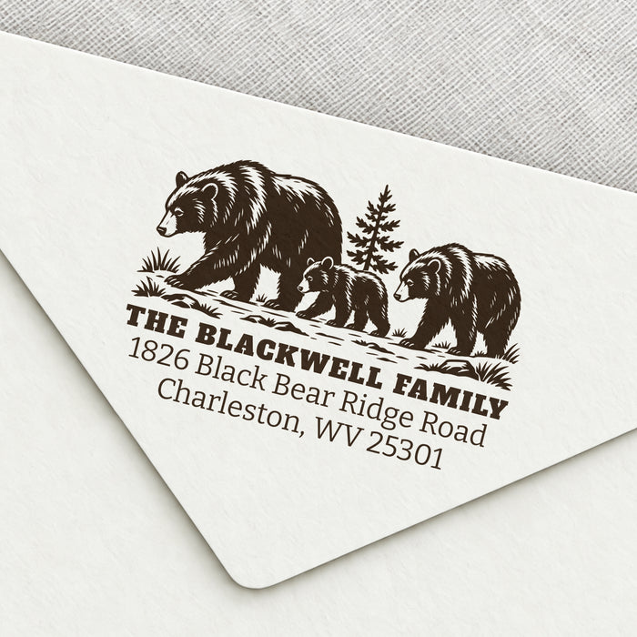 Bear Family Return Address Stamp