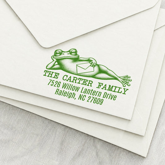 Lounging Frog Return Address Stamp