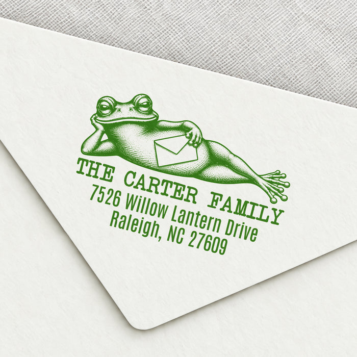 Lounging Frog Return Address Stamp