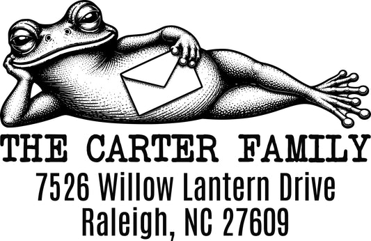 Lounging Frog Return Address Stamp