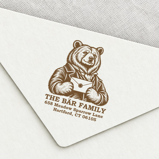 Gentleman Bear Return Address Stamp