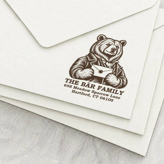 Gentleman Bear Return Address Stamp