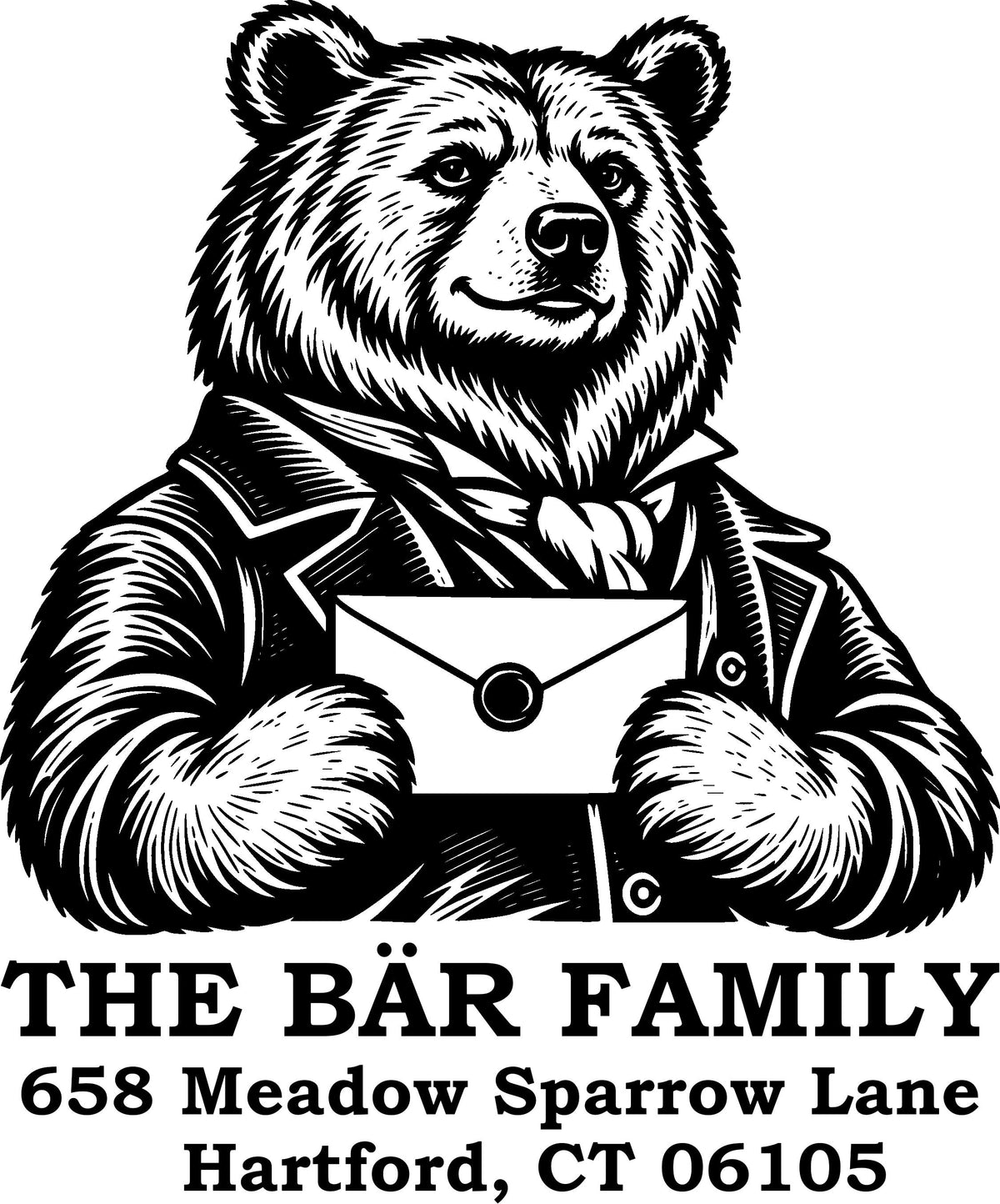 Gentleman Bear Return Address Stamp
