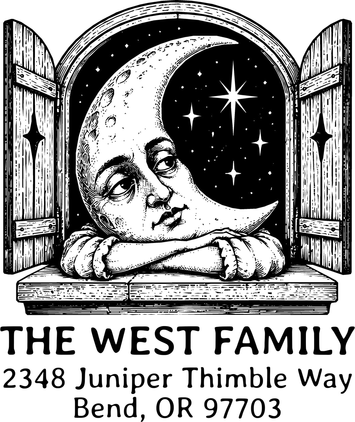 Moon at the Window Return Address Stamp