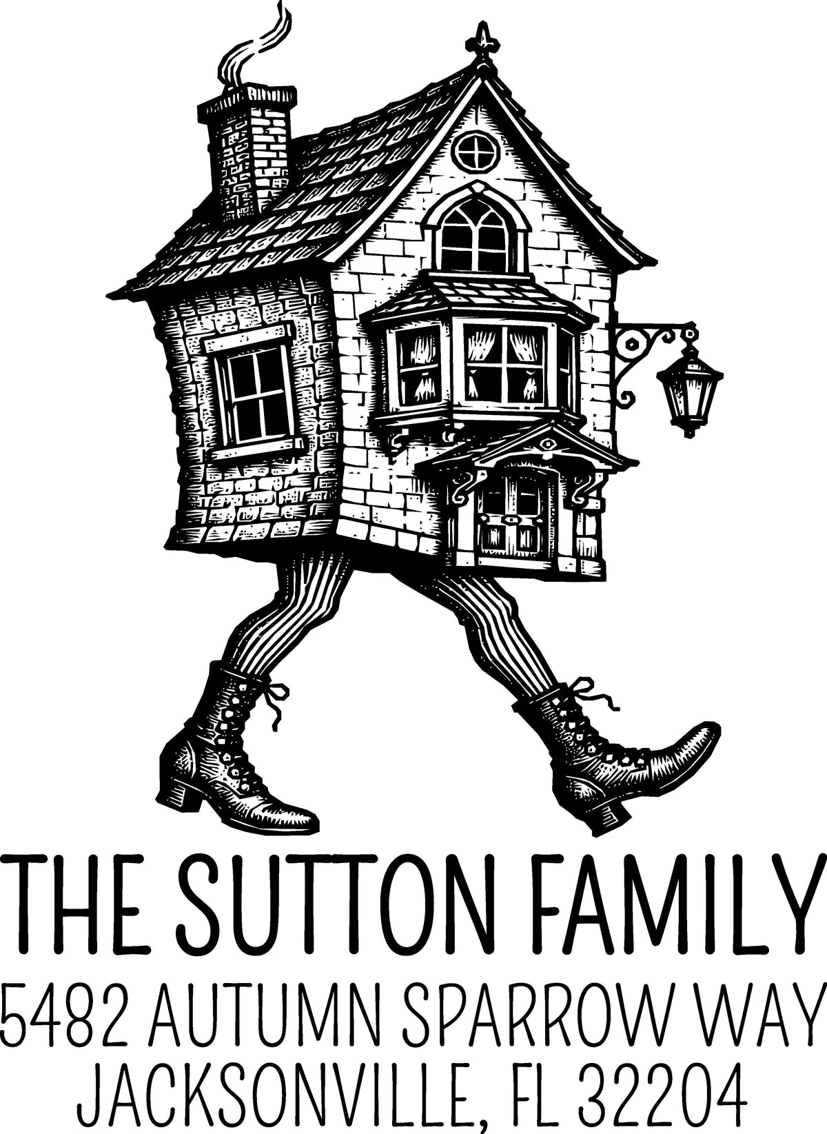 Walking House Return Address Stamp