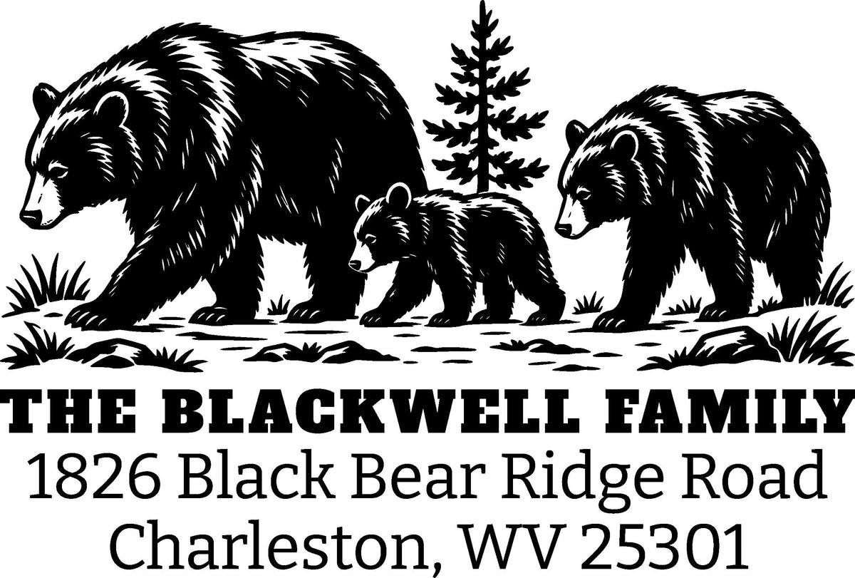 Bear Family Return Address Stamp