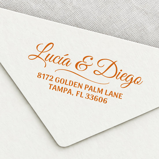 Calligraphy Swash Wedding Return Address Stamp