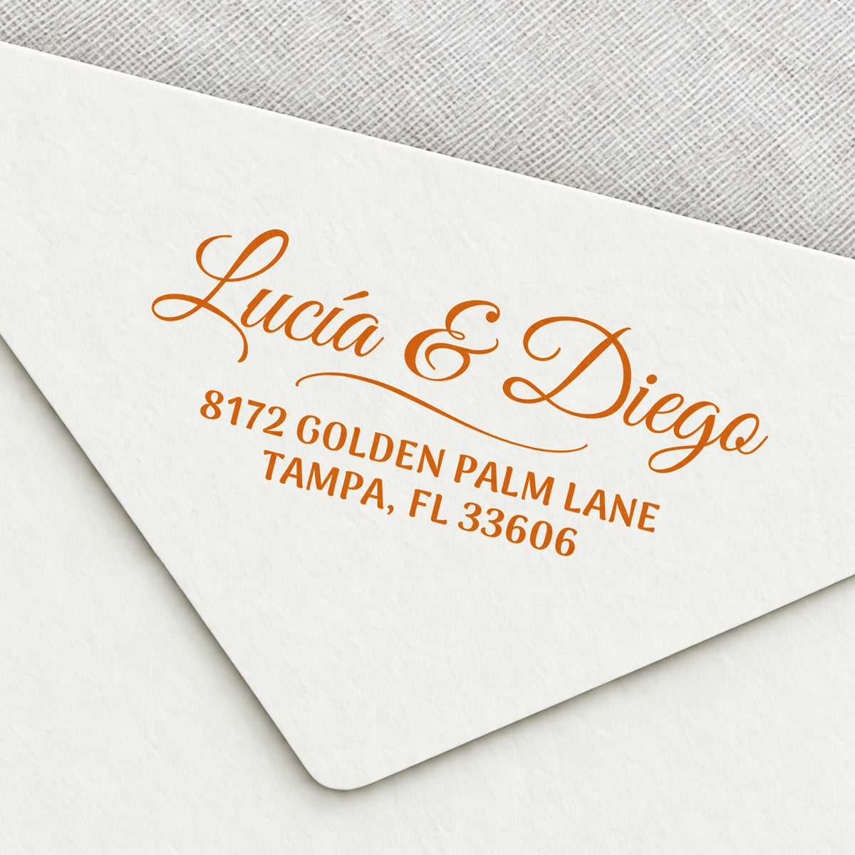 Calligraphy Swash Wedding Return Address Stamp