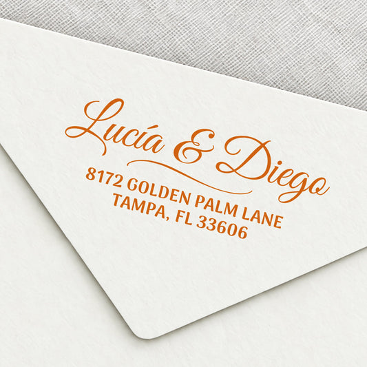 Calligraphy Swash Wedding Return Address Stamp