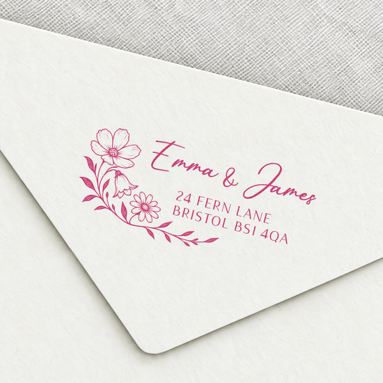Wildflower Spray Wedding Return Address Stamp
