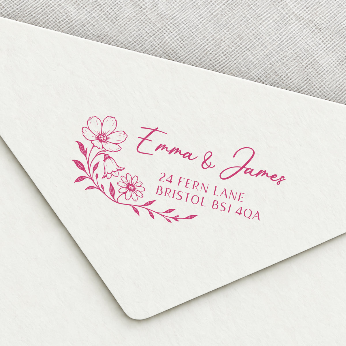Wildflower Spray Wedding Return Address Stamp