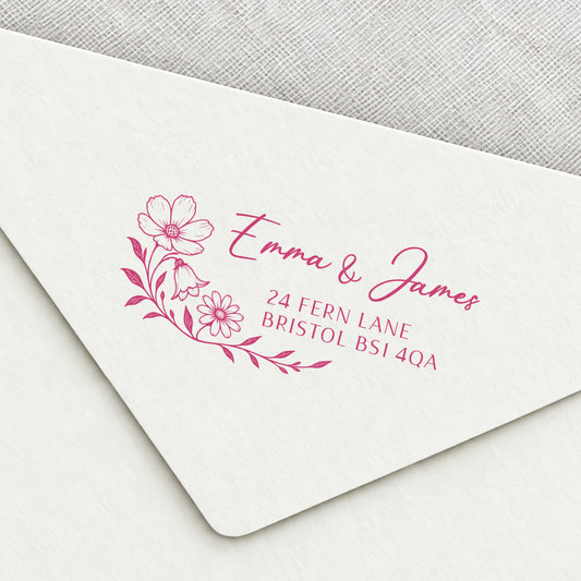 Wildflower Spray Wedding Return Address Stamp