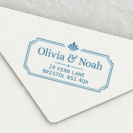 Deco Fan Wedding Return Address Stamp