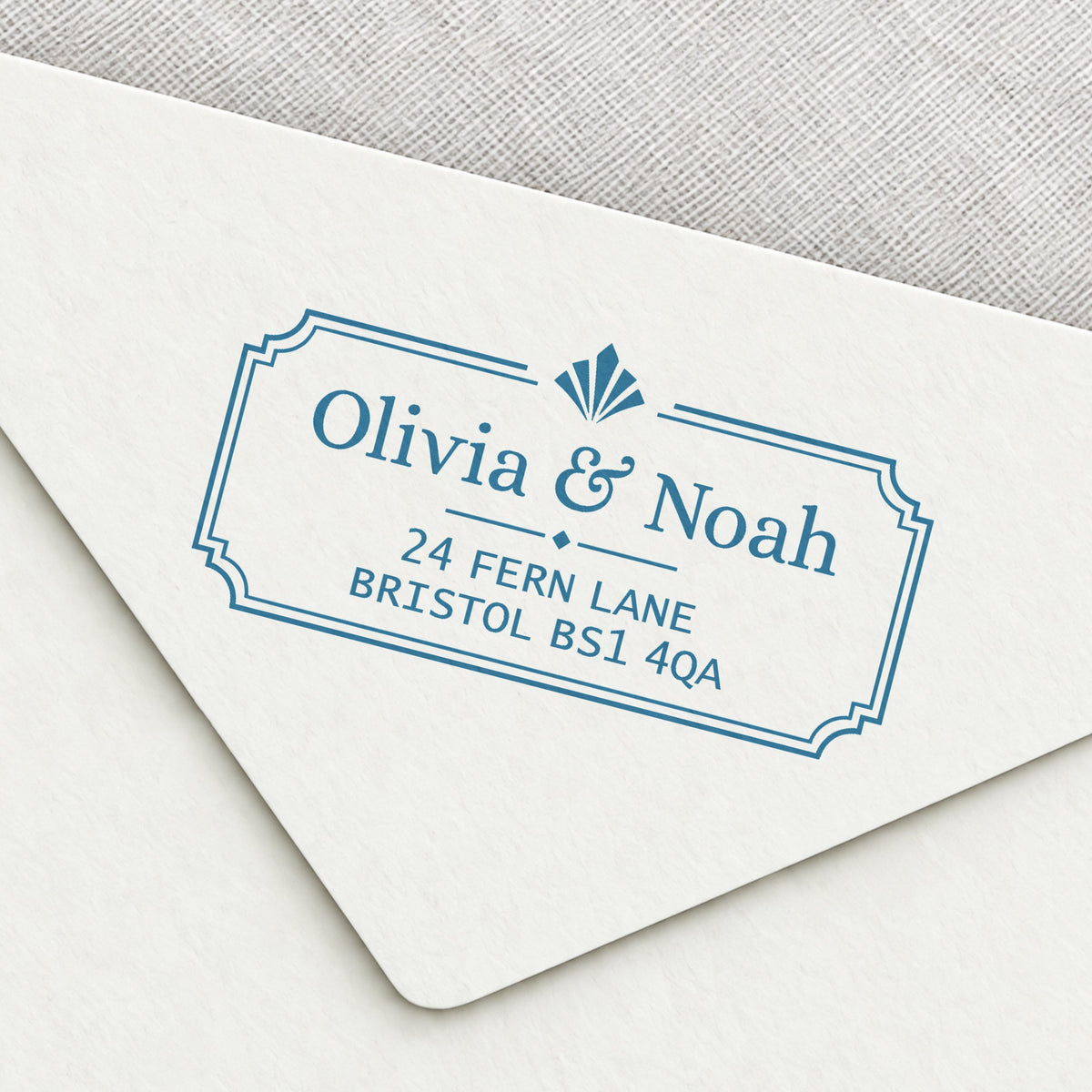 Deco Fan Wedding Return Address Stamp