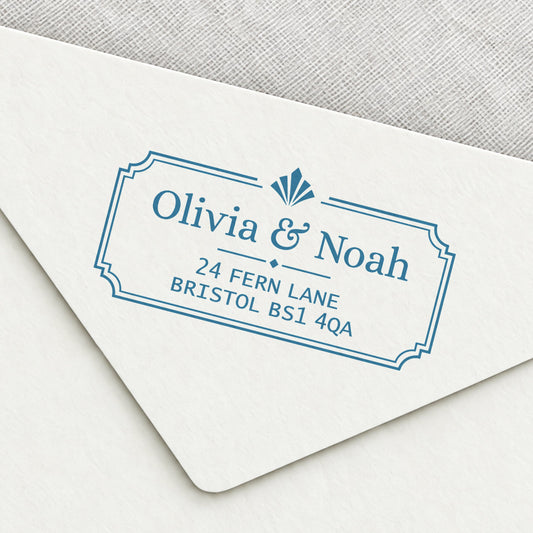 Deco Fan Wedding Return Address Stamp