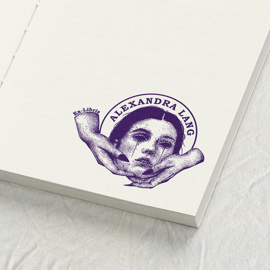 Dark Academia Gothic Woman Library Stamp