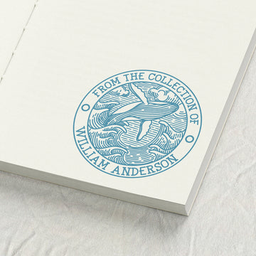 Whale and Waves Engraving Library Stamp