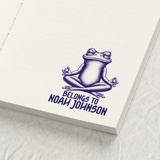 Meditating Frog Library Stamp