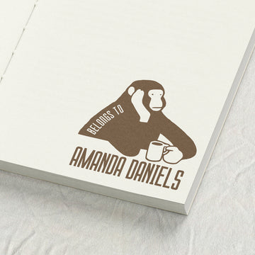 Monkey Drinking Coffee Library Stamp