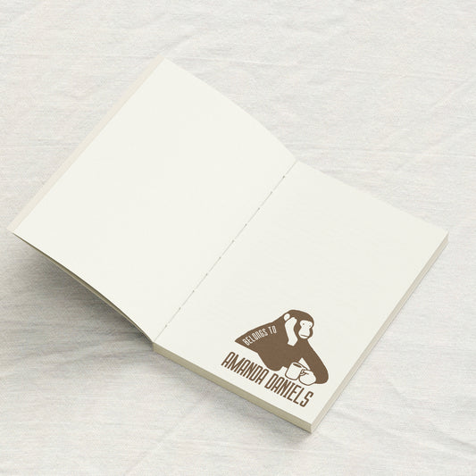 Monkey Drinking Coffee Library Stamp
