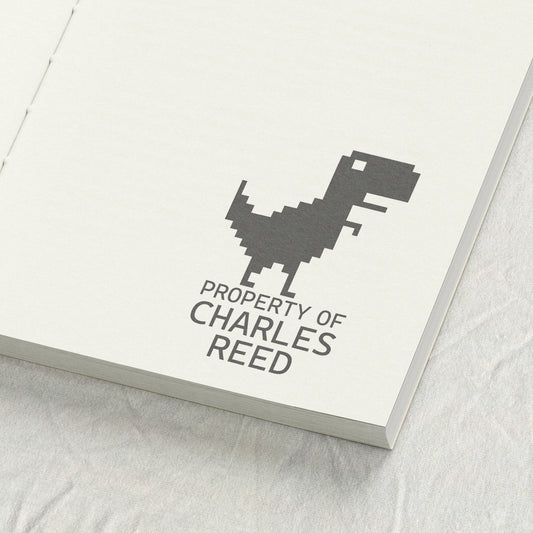 Pixel Art T-Rex Dinosaur Library Stamp