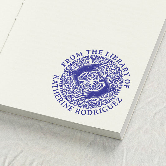 Two Gazelles Chasing Library Stamp