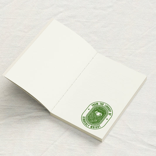 Girl Behind Plants Library Stamp