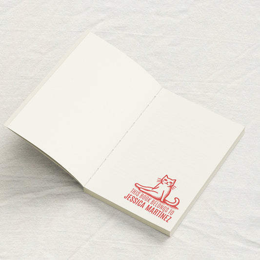 Whimsical Sitting Cat Library Stamp
