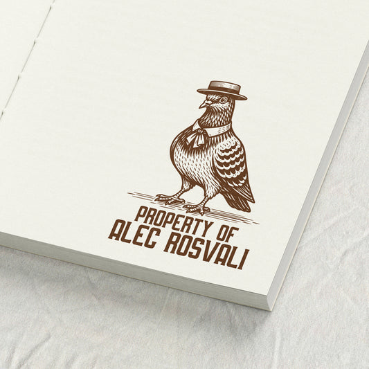 Pigeon in Hat Library Stamp