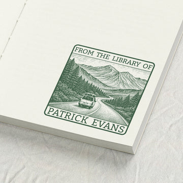 Mountain Road Trip Stippling Art Library Stamp