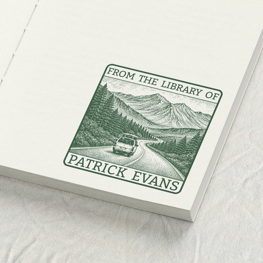 Mountain Road Trip Stippling Art Library Stamp