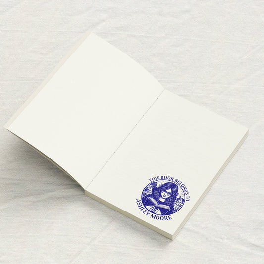 Girl Reading with Raven Library Stamp