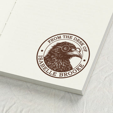 Crow with Monocle Library Stamp