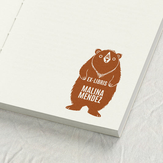 Illustrated Bear Library Stamp
