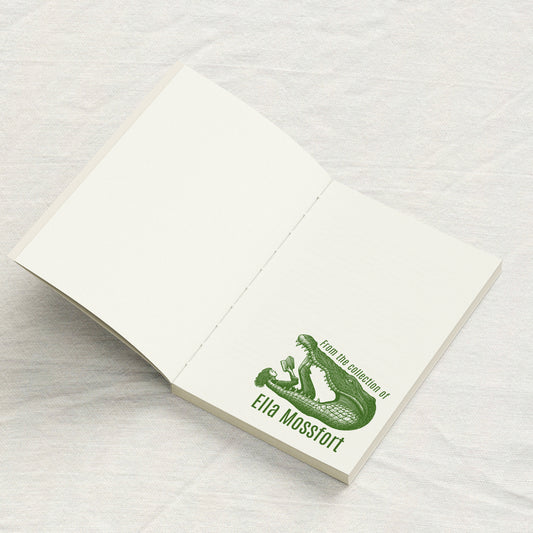 Girl Reading in Crocodile Library Stamp
