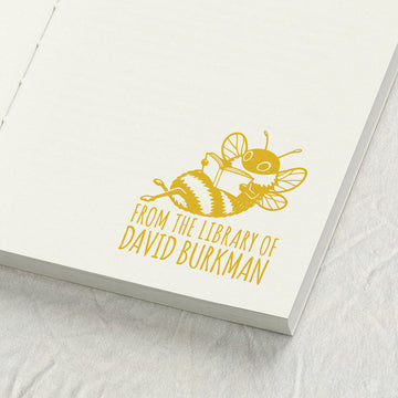 Reading Bee Ink Drawing Library Stamp