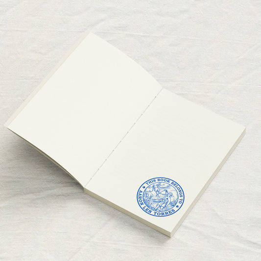 Classical Woodcut Engraving Library Stamp