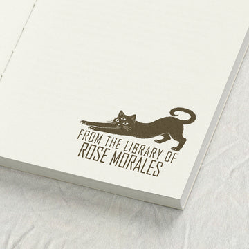 Three-Eyed Black Cat Library Stamp
