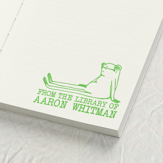 Sitting Frog Reading - Library Stamp