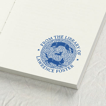 Foxes and Hare Wreath Woodcut Library Stamp