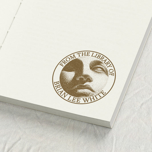 Classical Bust Stippling Art Library Stamp