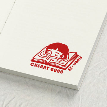 Girl Peeking From Book Library Stamp