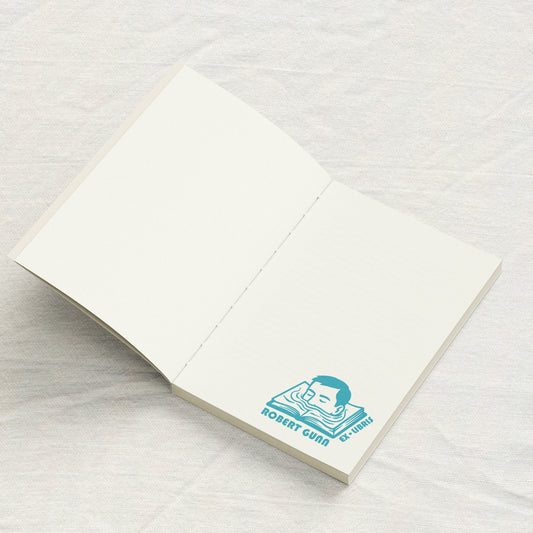 Boy Peeking From Book Library Stamp