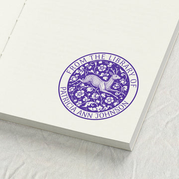 Vintage Carving of A Gazelle Library Stamp