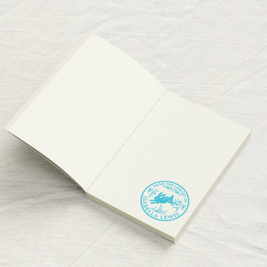 Leaping Rabbit Woodcut Library Stamp