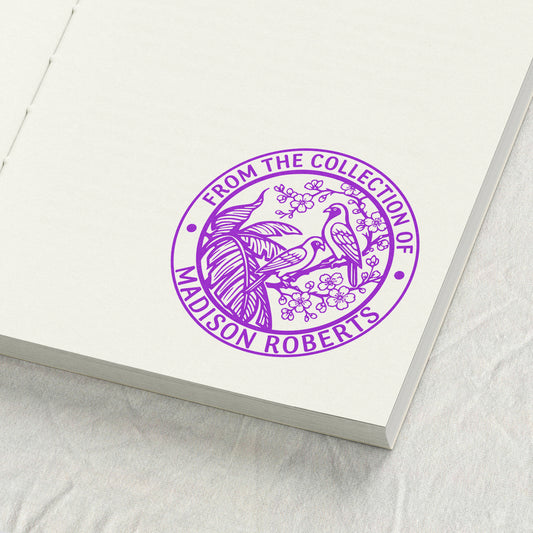 Birds and Blossoms Engraving Library Stamp