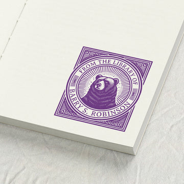 Art Deco Bear Library Stamp