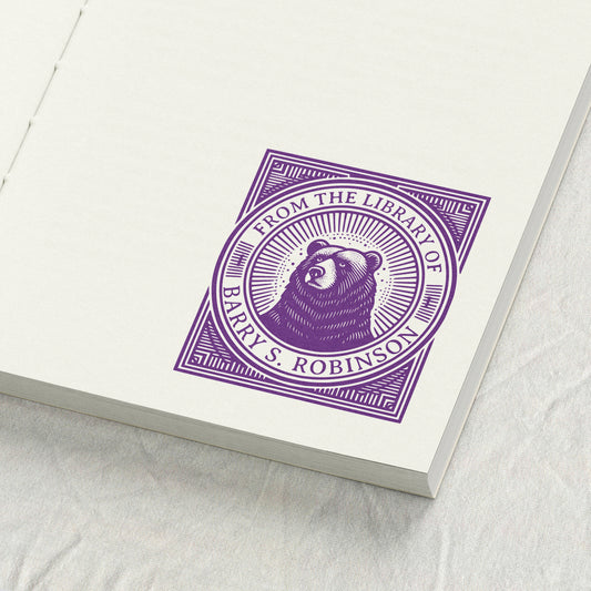 Art Deco Bear Library Stamp