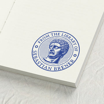 Terrified Roman Bust Library Stamp