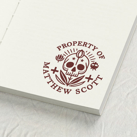 Skull and Florals Library Stamp